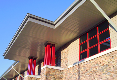 SP-120 metal soffit panels from IMETCO on this Celtic Healthcare building in PA SP-120 metal soffit panels from IMETCO on this Celtic Healthcare building in PA